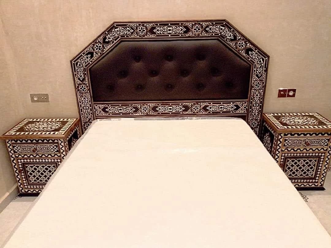 Hand-inlaid bone furniture crafted in Marrakech