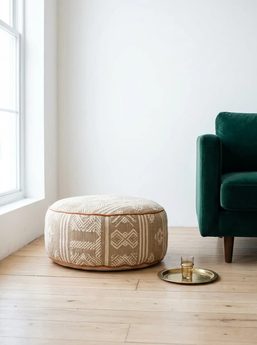 kilim pouf — beige