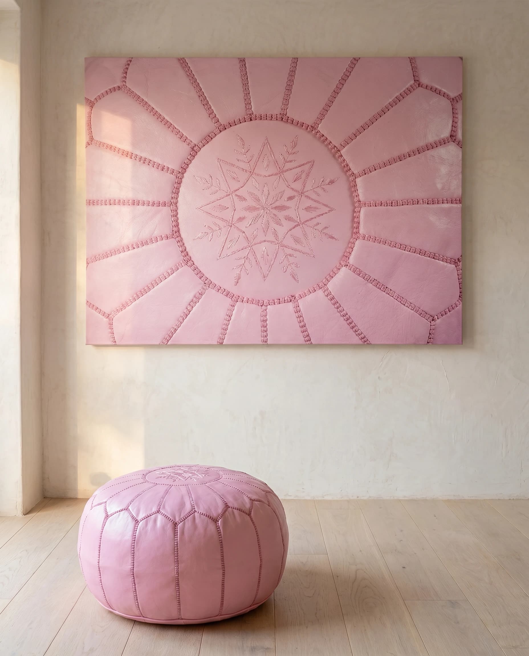 leather pouf — rose