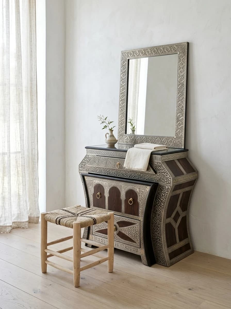 nakch coiffeuse — silver vanity