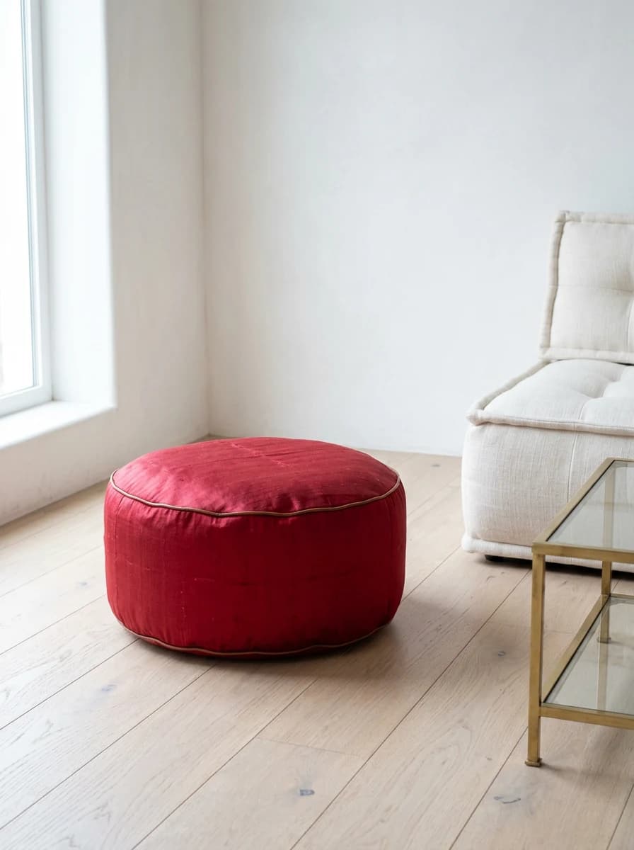 sabra silk pouf — crimson